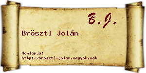 Brösztl Jolán névjegykártya